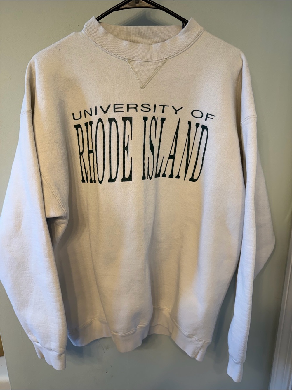 Soffe Cream Crewneck with Dark Green College Print